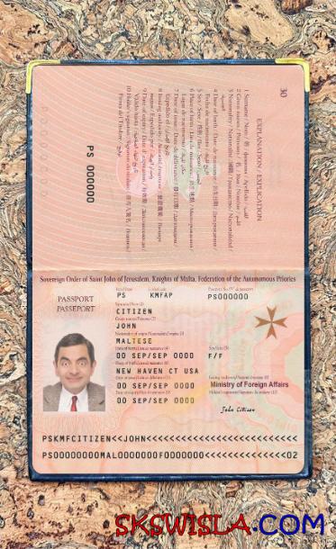 Malta paszport 2019-obecnie wygląd zdjęcia pliki PSD, skan i fotografowany obraz